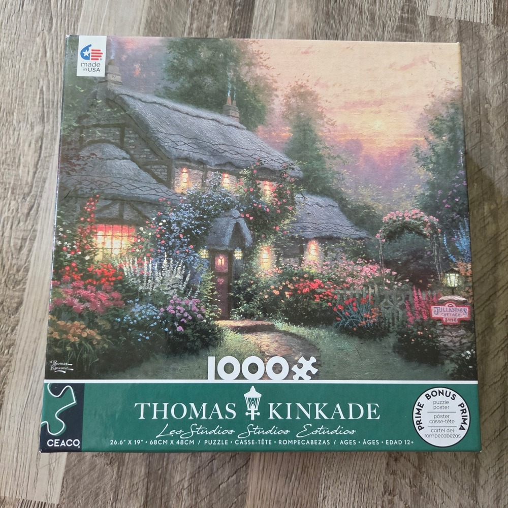 Thomas Kinkade Ceaco Julianne's Cottage 1000 Piece Jigsaw Puzzle 3310-92 New